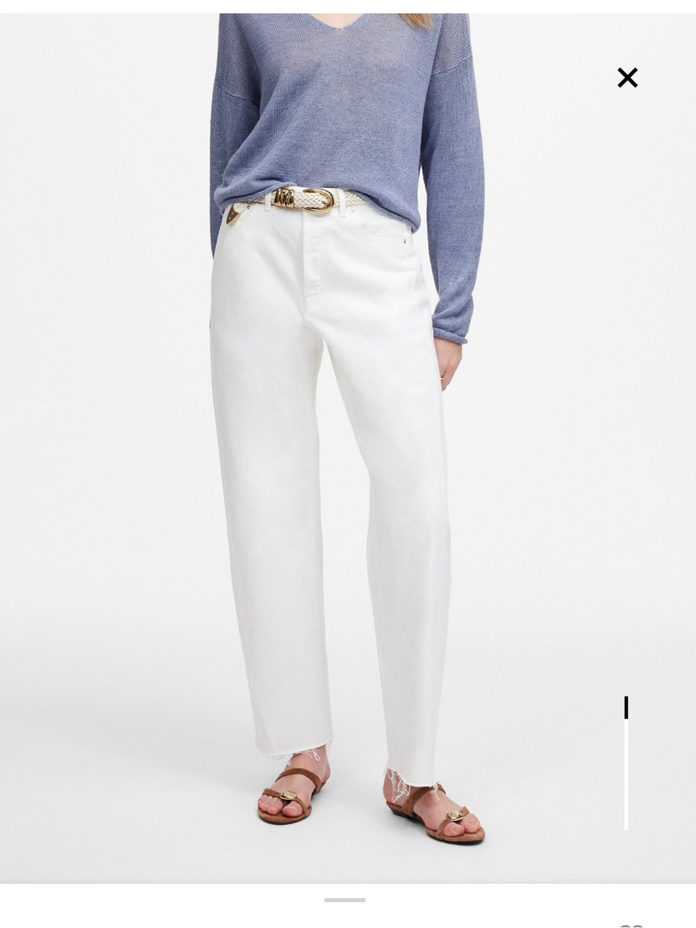 Madewell White pieced barrel Jeans